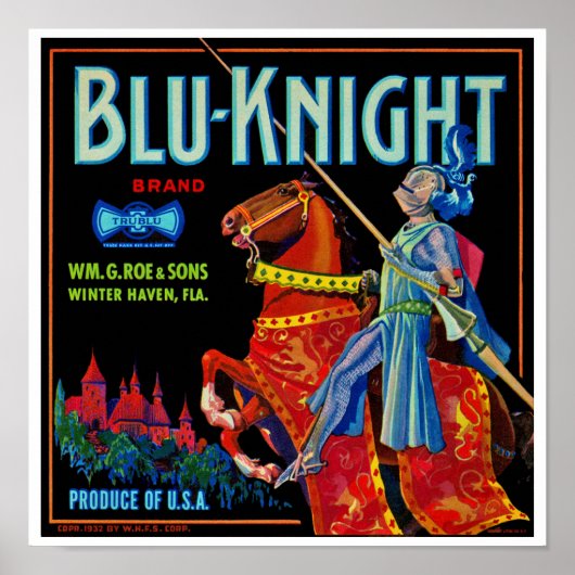 Blu Knight Frucht Etikett Poster (Vorne)