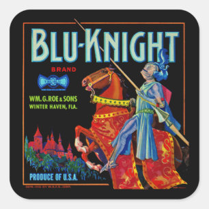 Blu Knight Fruchtlabel Quadratischer Aufkleber