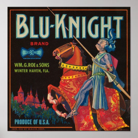Blu Knight Vintag Crate Label Poster (Vorne)