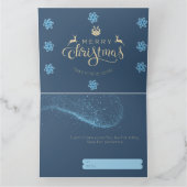 Blu & Silver Frohe Weihnachtsgrüße Faltkarte Karte (Innenseite)