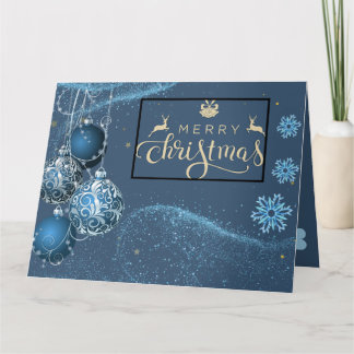 Blu & Silver Frohe Weihnachtsgrüße Faltkarte Karte
