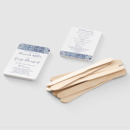 Blu Tiles Hochzeitsprogramm-Fan Fächer (Non-assembled)