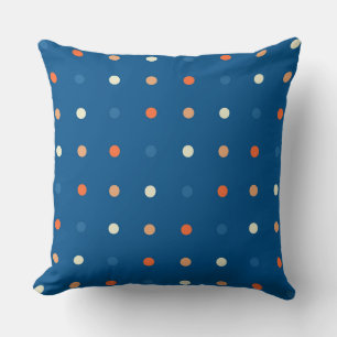 Blu, weiß und orange Punkte Kissen