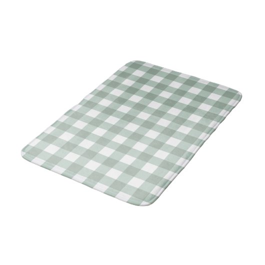 Blubble Frogs Gingham - Salbei laurel grün kariert Badematte (Schrägansicht)