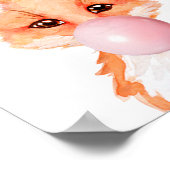Blubble Gum Baby Fox Cub Kinderzimmer Pink Poster (Ecke)