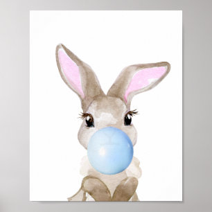 Blubble Gum Bunny Cub Kinderzimmer Child Woodland Poster