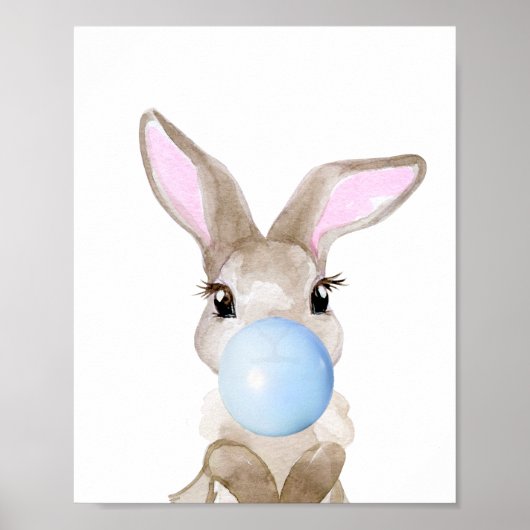 Blubble Gum Bunny Cub Kinderzimmer Child Woodland Poster (Vorne)