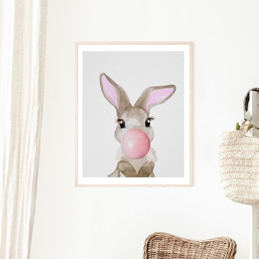 Blubble Gum Bunny Cub Kinderzimmer Child Woodland Poster