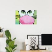 Blubble Gum Cat in Green Original Art Poster (Heimbüro)