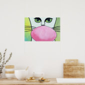 Blubble Gum Cat in Green Original Art Poster (Küche)
