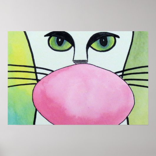 Blubble Gum Cat in Green Original Art Poster (Vorne)