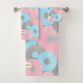 Blubble Gum Circle Origami Pastel Muster Badhandtuch Set (Insitu)