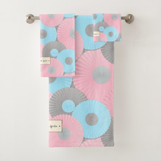 Blubble Gum Circle Origami Pastel Muster Badhandtuch Set (Insitu)