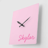 Blubble Gum Pink Hot Pink Custom Curry Name Squar Quadratische Wanduhr (Winkel)