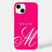 Blubble gum pink monogram Case-Mate iPhone 14 Fall Hülle (Rückseite)