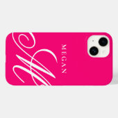 Blubble gum pink monogram Case-Mate iPhone 14 Fall Hülle (Rückseite (Horizontal))