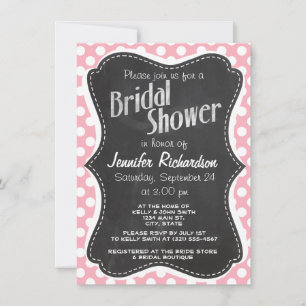 Blubble Gum Pink Polka Dots; Retro Chalkboard Einladung