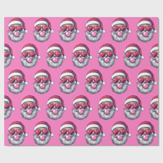 Blubble Gum Pink Santa Heart Sonnenbrille Geschenkpapier (Flach)