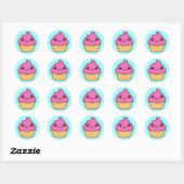 Blubble Gum Zuckerguss Kawaii Cupcake Round Runder Aufkleber (Blatt)
