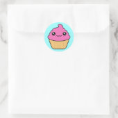 Blubble Gum Zuckerguss Kawaii Cupcake Round Runder Aufkleber (Tasche)