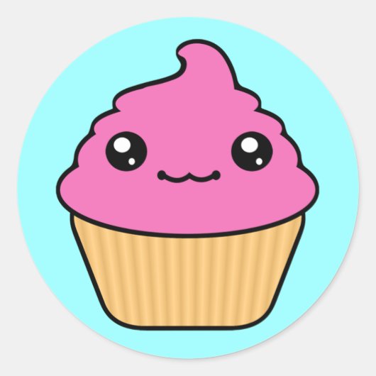 Blubble Gum Zuckerguss Kawaii Cupcake Round Runder Aufkleber (Vorderseite)
