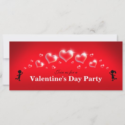 Blubble Hearts - Valentinstag Party Einladungen (Vorderseite)