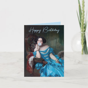 Blubble Kaugummi Diva blauen satinieren Glücklich Karte