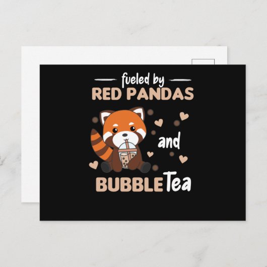 Blubble Tea Red Panda Chocolate Niedlicher Tiere B Postkarte (Vorne/Hinten)