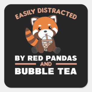 Blubble Tea Red Panda Chocolate Niedlicher Tiere B Quadratischer Aufkleber