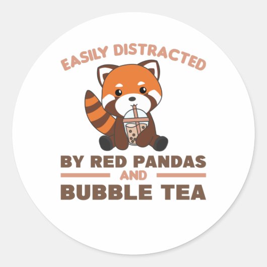 Blubble Tea Red Panda Chocolate Niedlicher Tiere B Runder Aufkleber (Vorderseite)