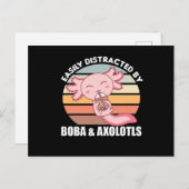 Blubble Tee Axolotl Chocolate Sweet Animals Boba Postkarte (Vorne/Hinten)