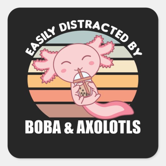 Blubble Tee Axolotl Chocolate Sweet Animals Boba Quadratischer Aufkleber (Vorderseite)