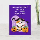 Blubble Tee mit Pirate Kawaii Cat Halloween Spaß Karte (Vorderseite)