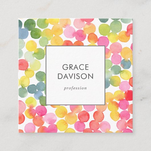 Blubble Tee Regenbogen Rosa Orange Green QR Code Quadratische Visitenkarte (Vorderseite)