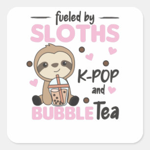 Blubble Tee Sloth Chocolate Niedlicher Tiere Boba Quadratischer Aufkleber