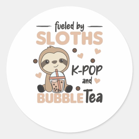 Blubble Tee Sloth Chocolate Niedlicher Tiere Boba Runder Aufkleber (Vorderseite)