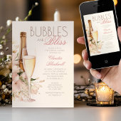 Blubbles Bliss Floral Champagne Brautparty Einladung