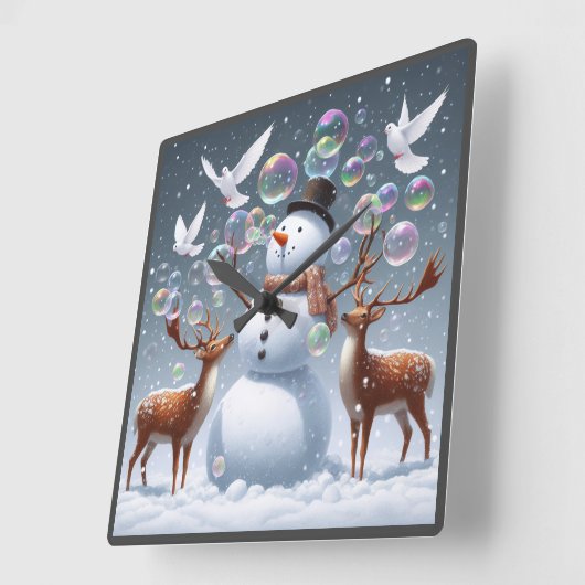 Blubbly Blizzard Clock Quadratische Wanduhr (Winkel)