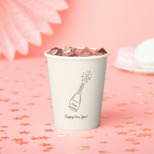Blubbly Popping Champagner Flasche Neujahr Pappbecher
