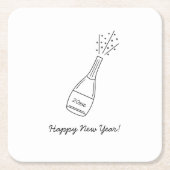 Blubbly Popping Champagner Flasche Neujahr Rechteckiger Pappuntersetzer (Vorderseite)