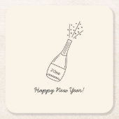 Blubbly Popping Champagner Flasche Neujahr Rechteckiger Pappuntersetzer (Vorderseite)
