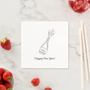Blubbly Popping Champagner Flasche Neujahr Serviette