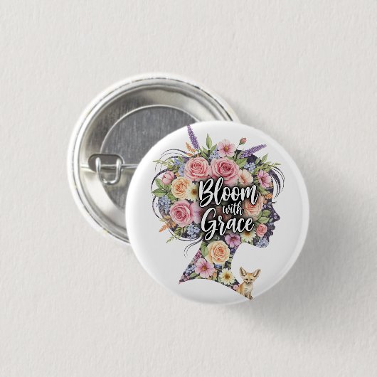 Bluben mit anmaßendem Blumenzitat Button (Vorne & Hinten)