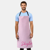 Blubum Pink Hot Pink Individuelle Name Monogram Schürze (Getragen)