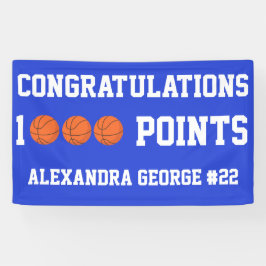 Blue 1000 Basketball Career Points Scorer Player Banner