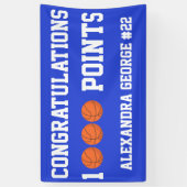 Blue 1000 Basketball Career Points Scorer Player Banner (Vertikal)