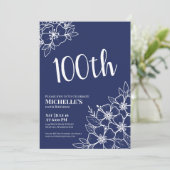 Blue 100. Geburtstagsparty Einladung (Stehend Vorderseite)