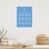 Blue 12 Table Christening Seating Chart Poster (Küche)