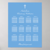 Blue 12 Table Christening Seating Chart Poster (Vorne)