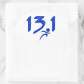 Blue 13,1 Halbmarathon Ovaler Aufkleber (Tasche)